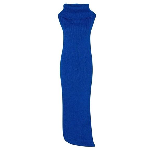 NWT Baobab Blue Knit Lover Dress Sleeveless High Neck Maxi Gown Size Small - Picture 6 of 10